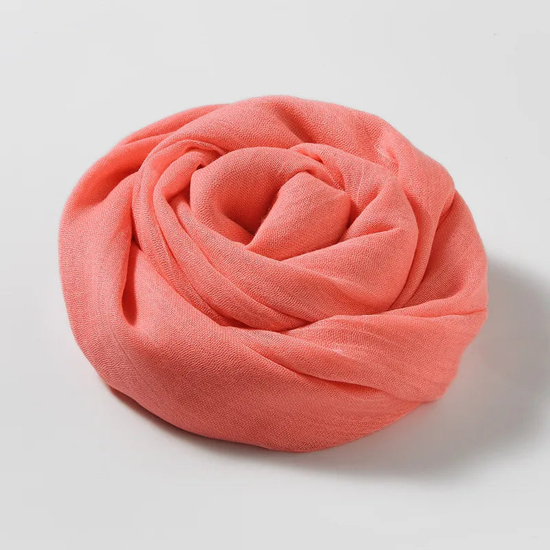 women's elegant solid color cotton silk scarves