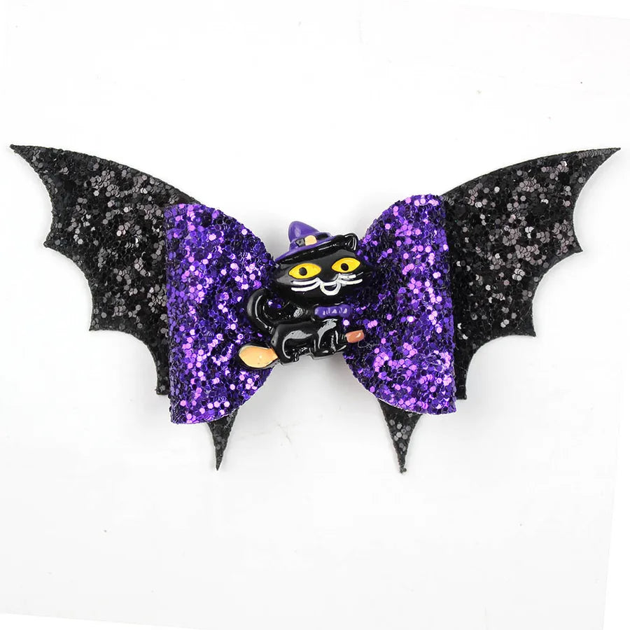 Creative Halloween Double Layer Small Bat Wings Butterfly Knot Hair Clip Funny Children's Hair Accessories Pumpkin Pattern