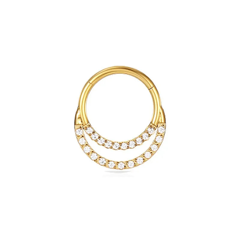 1 Piece Nose Rings & Studs Casual Solid Color Classic Style Geometric Pure Titanium Plating Inlay Zircon White Gold Plated Gold Plated Nose Rings & Studs