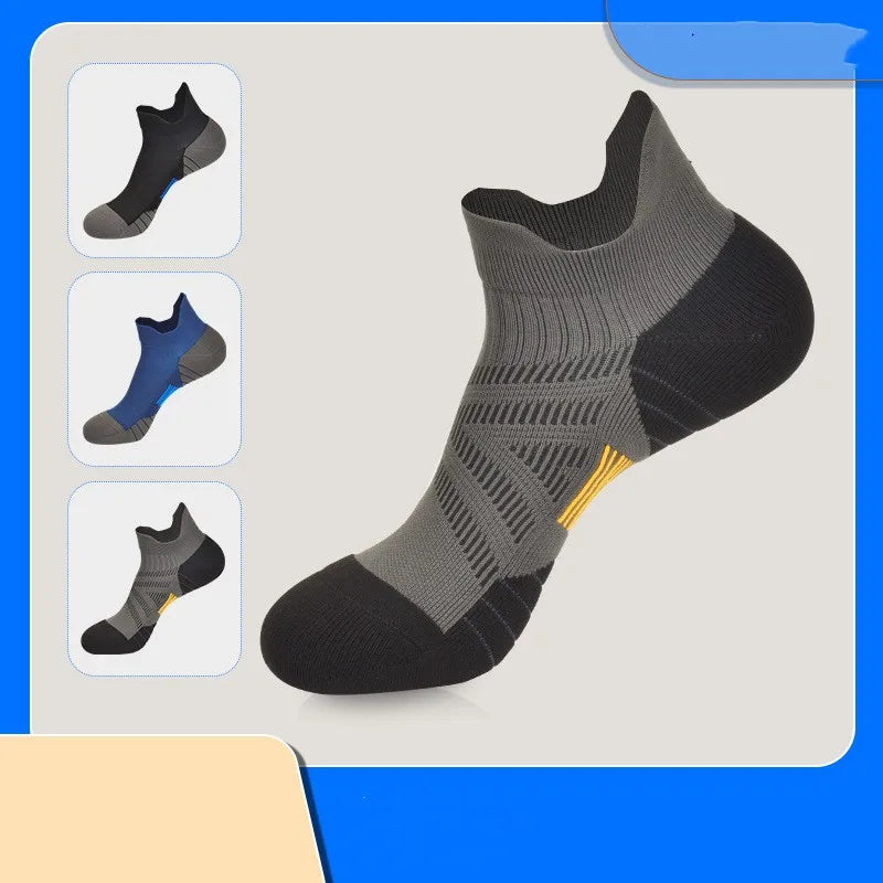 men's sports color block polyester ankle socks a pair
