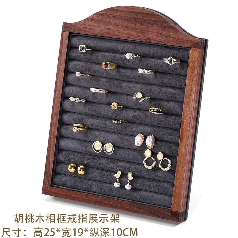 Walnut Wood Picture Frame Ring Display Stand Earring Holder Jewelry Shooting Props High-End Feeling Assembled Ring Display Plate