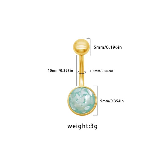 1 Piece Belly Rings Simple Style Classic Style Solid Color 316 Stainless Steel  Plating Acrylic 18K Gold Plated