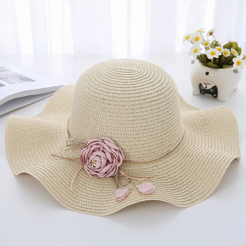 Women's Korean Style Flower Flowers Side Of Fungus Straw Hat