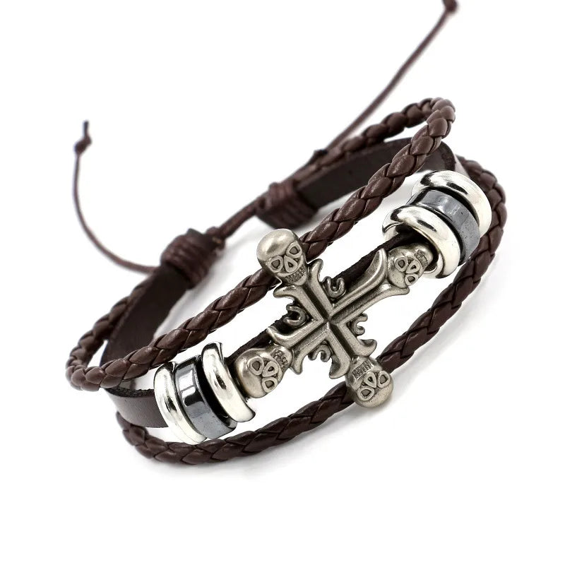 Retro Geometric Pu Leather Men's Bracelets
