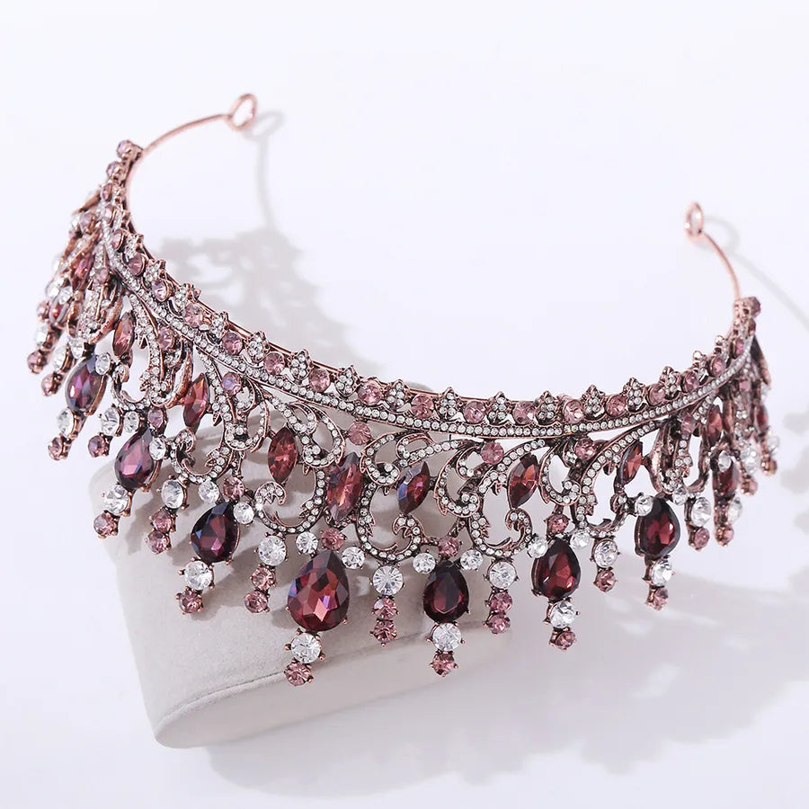 H1349  Bestselling Forest System Hair Accessories Headband Leaf Embedded Crystal Baroque Wedding Bride Vintage Crown