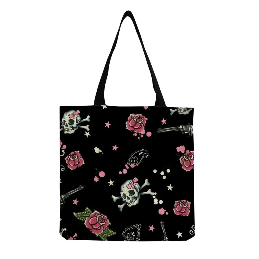 Unisex Casual Punk Skull Shopping bags