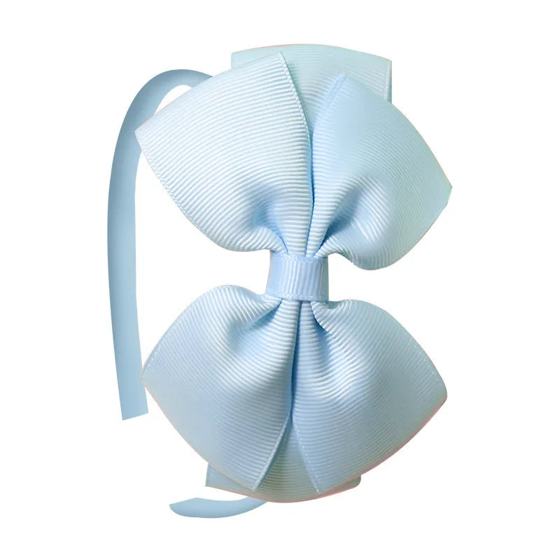 Popular  Kidsren's Pure Color Ribbed Rainbow Bow Head Buckle Small Fresh Versatile Girl Headband Hot Sale