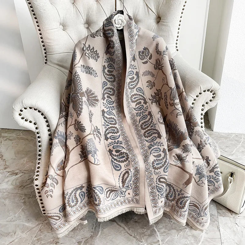 Unisex Elegant Lady Simple Style Leaf Imitation cashmere Printing Scarf