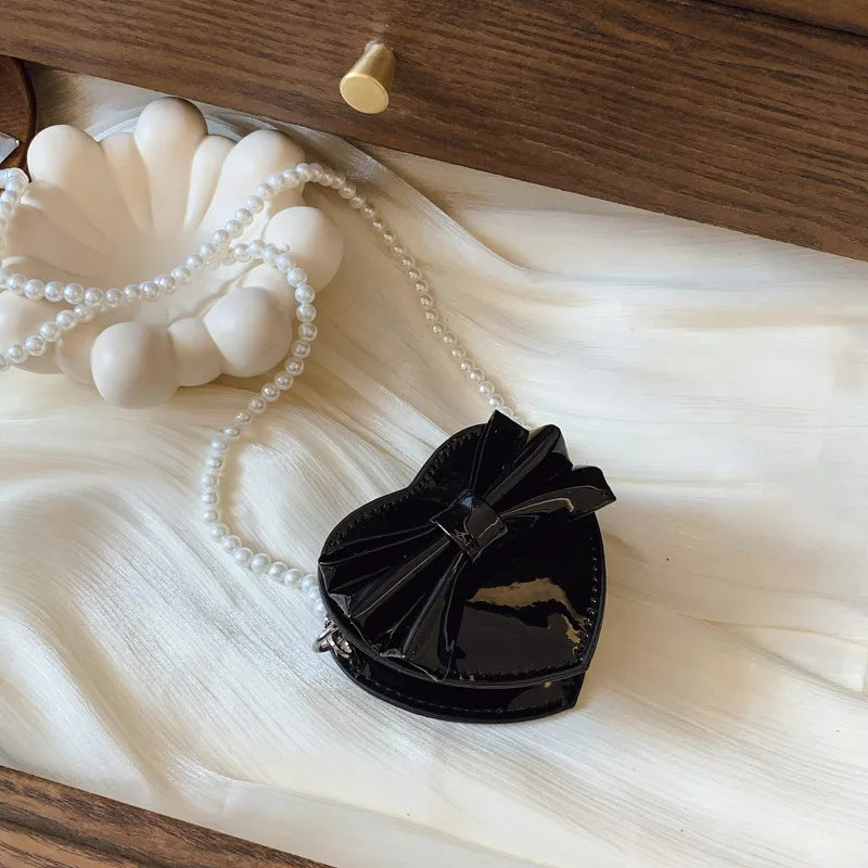 Children's Bag Cute Sweetheart Princess Heart Children's Shoulder Bag Girl Crossbody Small Bag Parent-Child Bow Small Bag