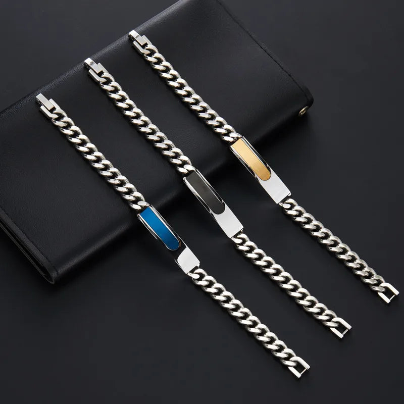 Hip-Hop Geometric 304 Stainless Steel Plating Men's Bracelets Men Chain Bracelets