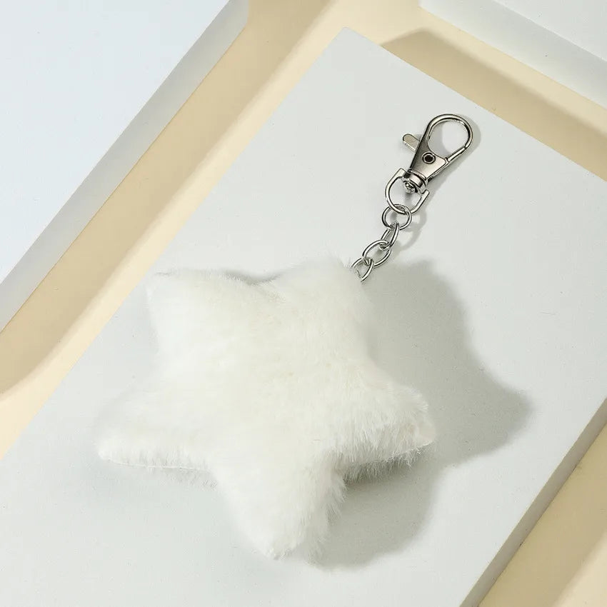 cute star imitation fur alloy bag pendant keychain