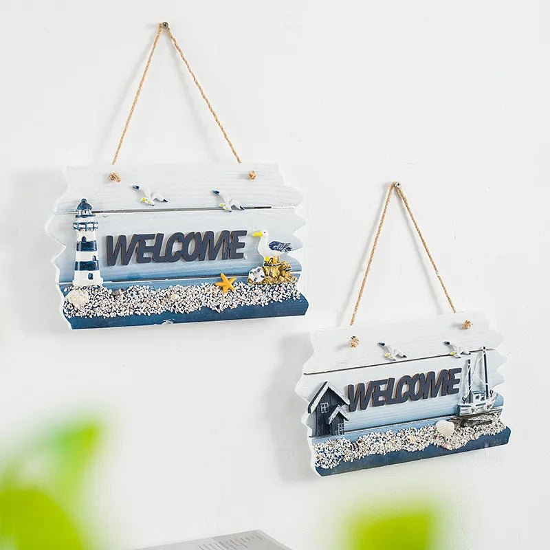 Marine Style Letter Ocean Wood pendant Wall Art