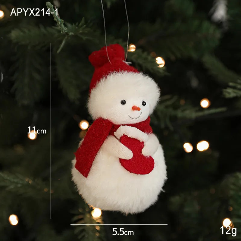 Bestselling Plush Christmas Decoration Red Snowman Christmas Tree Ornament Desktop Display Modern Artistic Festive Decor