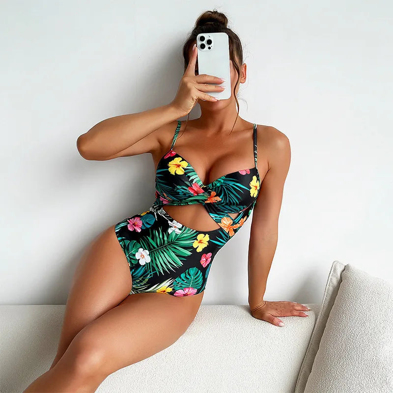 Women's Sexy Floral 1 Piece One Pieces Swimwear