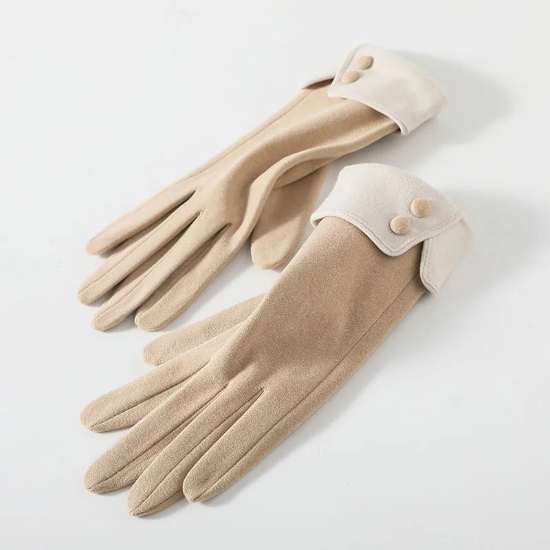 women's fashion solid color velvet polyester gloves 1 pair