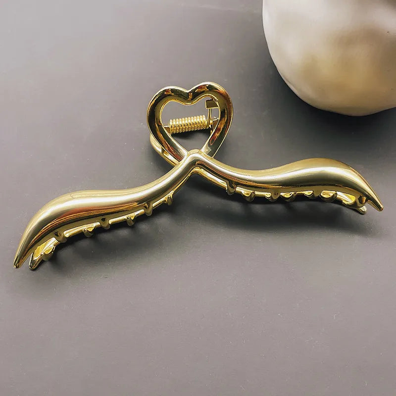 simple style sector shell rectangle imitation pearl rhinestone metal hair claws