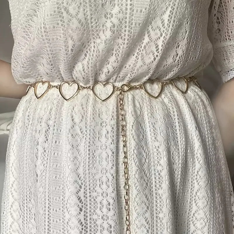 simple hollow chain fashion Metal Moon tassel waist chain female love body chain decoration wholesale
