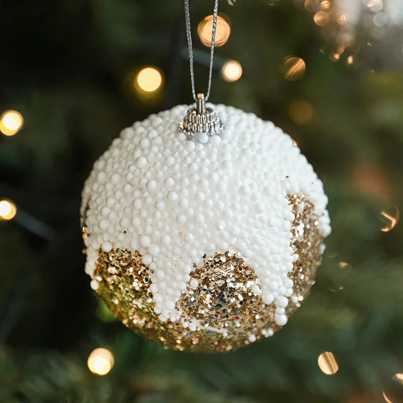 8CM Christmas Ball Creative Foam Decoration Ball Ornament For Christmas Tree Festive Atmosphere Costuming  Style