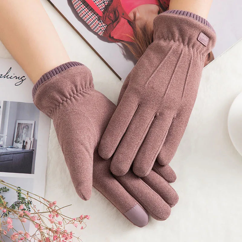 women's fashion solid color velvet polyester gloves 1 pair