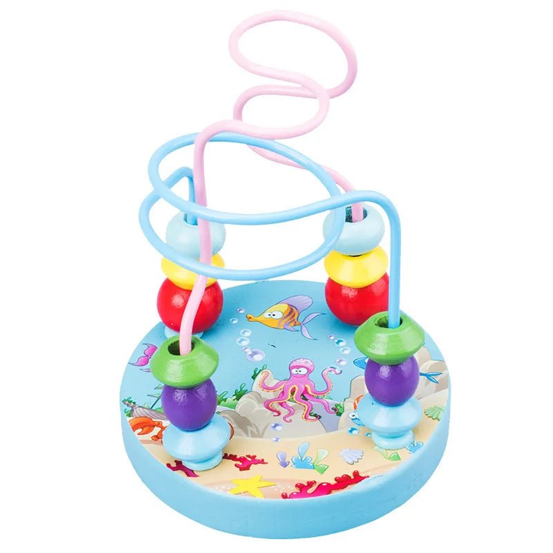 Children's eight-tone harp threading clock rainbow tower four sets of column shape plate twist insect baby educational toys wholesale