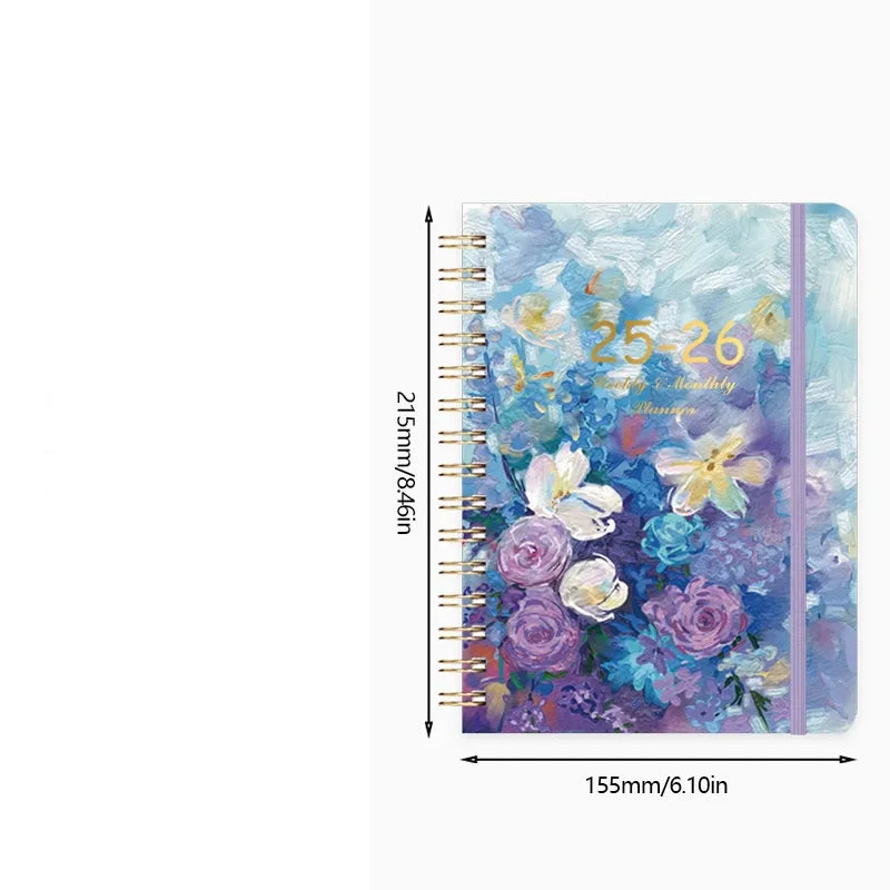 Daily Planner Notebook A5 Customizable English Weekly Diary Bound Wirebound Notebook Romantic Blue Snow Color Party Souvenir