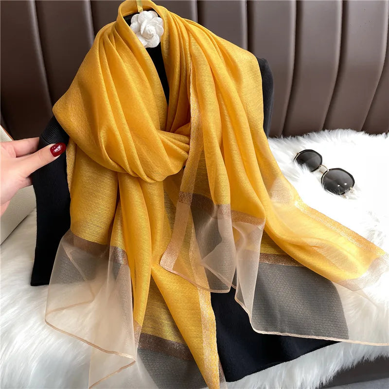 women's elegant solid color polyester scarf