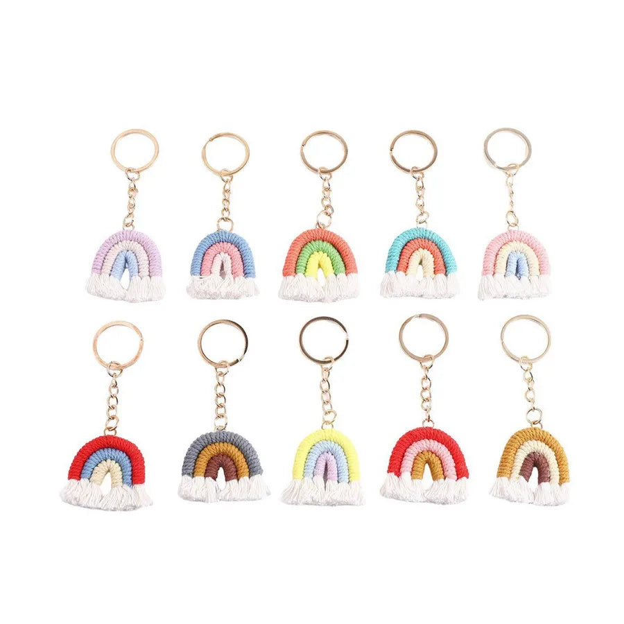 Fashionable Sweet Rainbow Knitted Keychain Pendant Accessory New Arrival Jewelry Handcrafted Tassel Irregular Design Personality