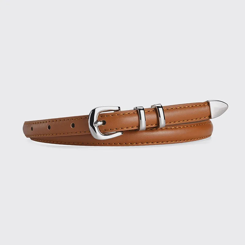 New simple  silver buckle three-piece women's belt high-grade decorative student youth jeans thin belt