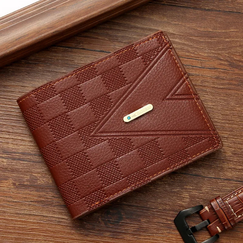 men's lattice pu leather open wallets