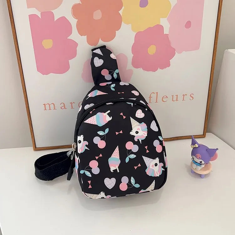 Kid'S Nylon Cartoon  Cute Oval Zipper Fanny Pack