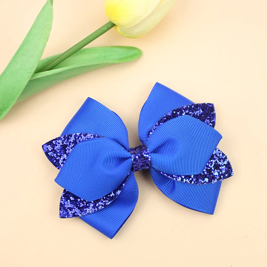 Europe and the United States new double-layer children's glitter film bow hair accessories girls hair clips cute girls hair accessories