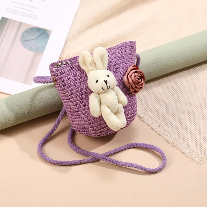 Straw Island Beach Woven Bag Women  New Popular Bag Seaside Straw Bag Cute Kid's Messenger Bag