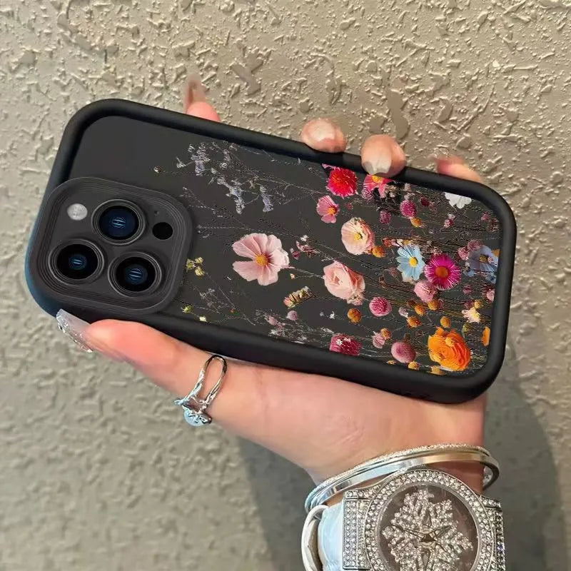Colorful Flower Phone Case For iPhone 11/12/13/14/15/16PRO MAX XR TPU Protective Cover Unique Personality New Style Matte
