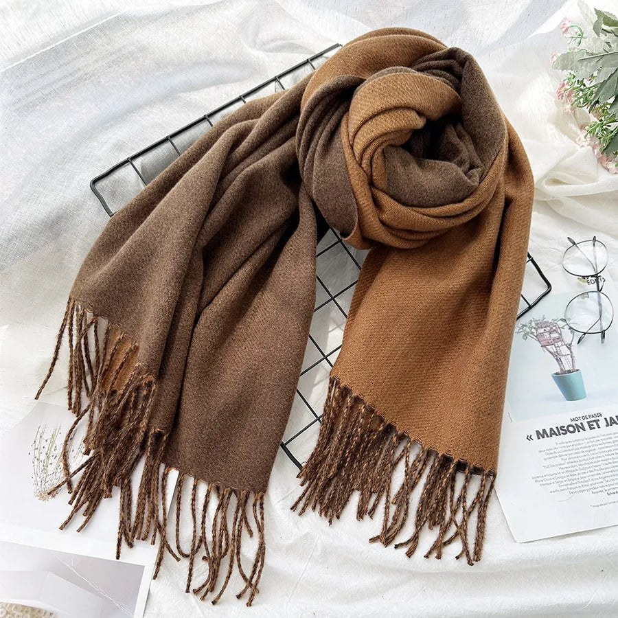 Unisex Sweet Simple Style Solid Color Imitation cashmere Polyester Scarf