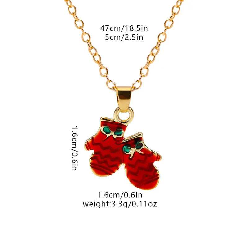 Christmas Elements Deer Santa Claus Alloy Pendant Necklace Christmas Socks Drop Oil Bell Pendant Best Friend Jewelry
