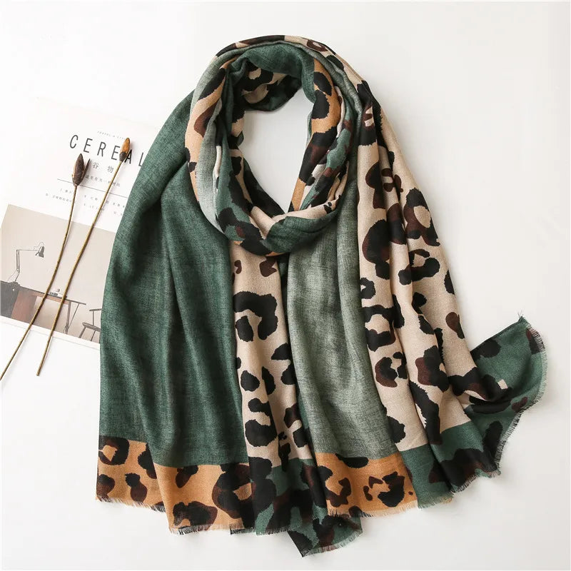 korean coffee color classic leopard scarf