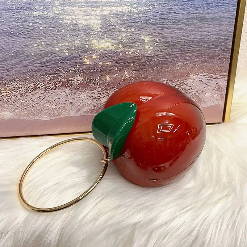 Women's Small PVC Persimmon Streetwear Round Lock clasp Handbag Crossbody Bag