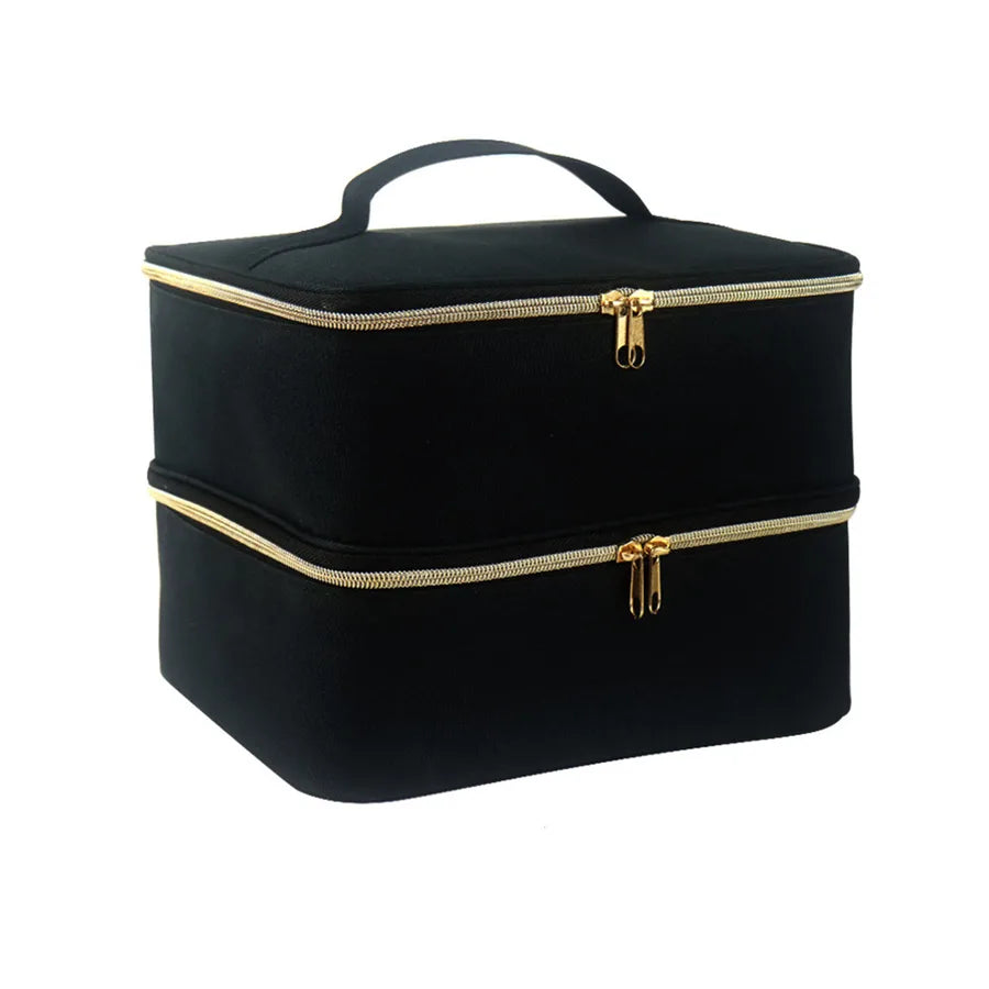 Basic Stripe Solid Color Pu Leather Cloth Square Makeup Bags