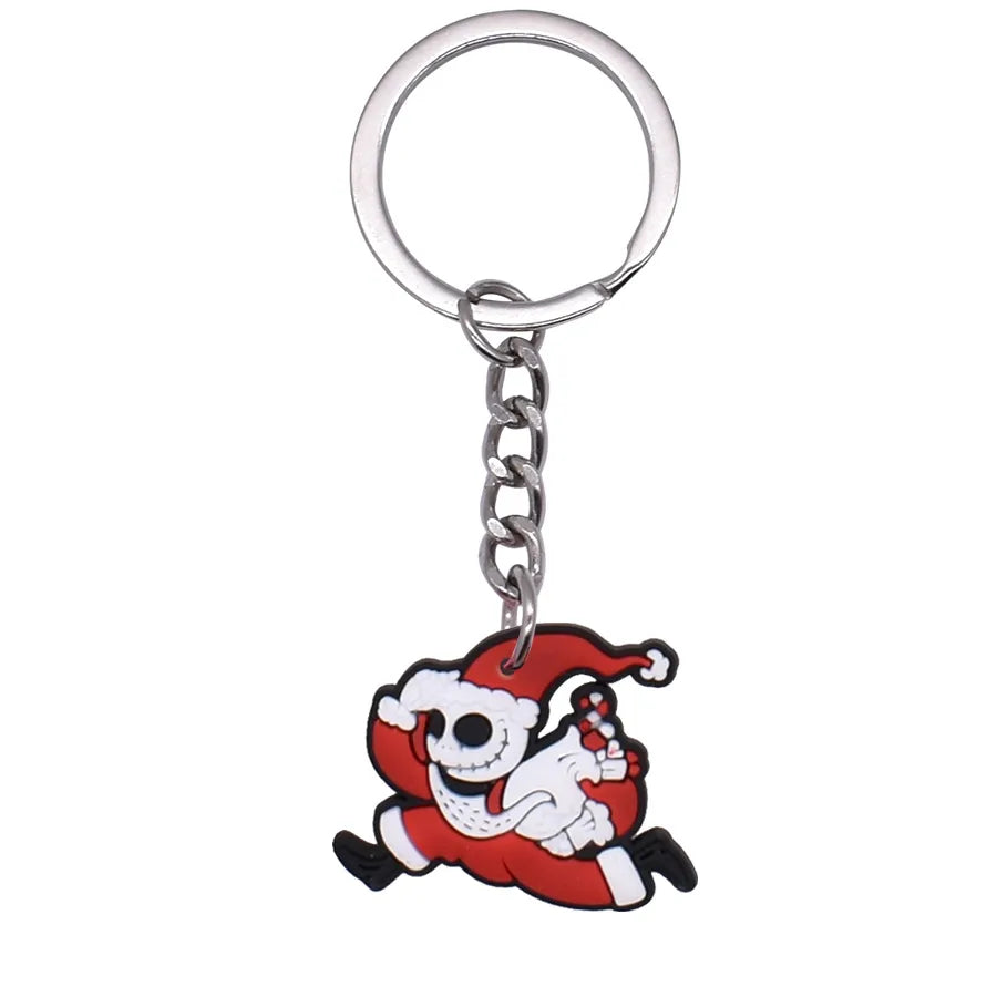 Cartoon Style Cartoon Character Christmas Hat Christmas Socks PVC Metal Christmas Women's Bag Pendant Keychain