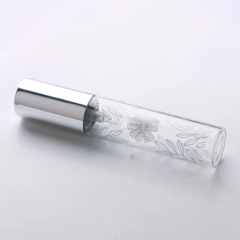 Wholesale 10ml printed leaf spray bottle printed glass perfume bottle with logo sub-bottling portable small sample bottle