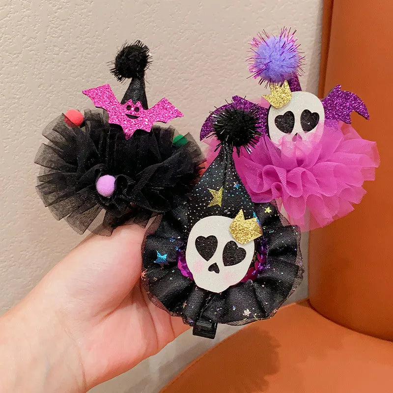 Halloween Cute Funny Kid'S Pumpkin Bat Hair Clip