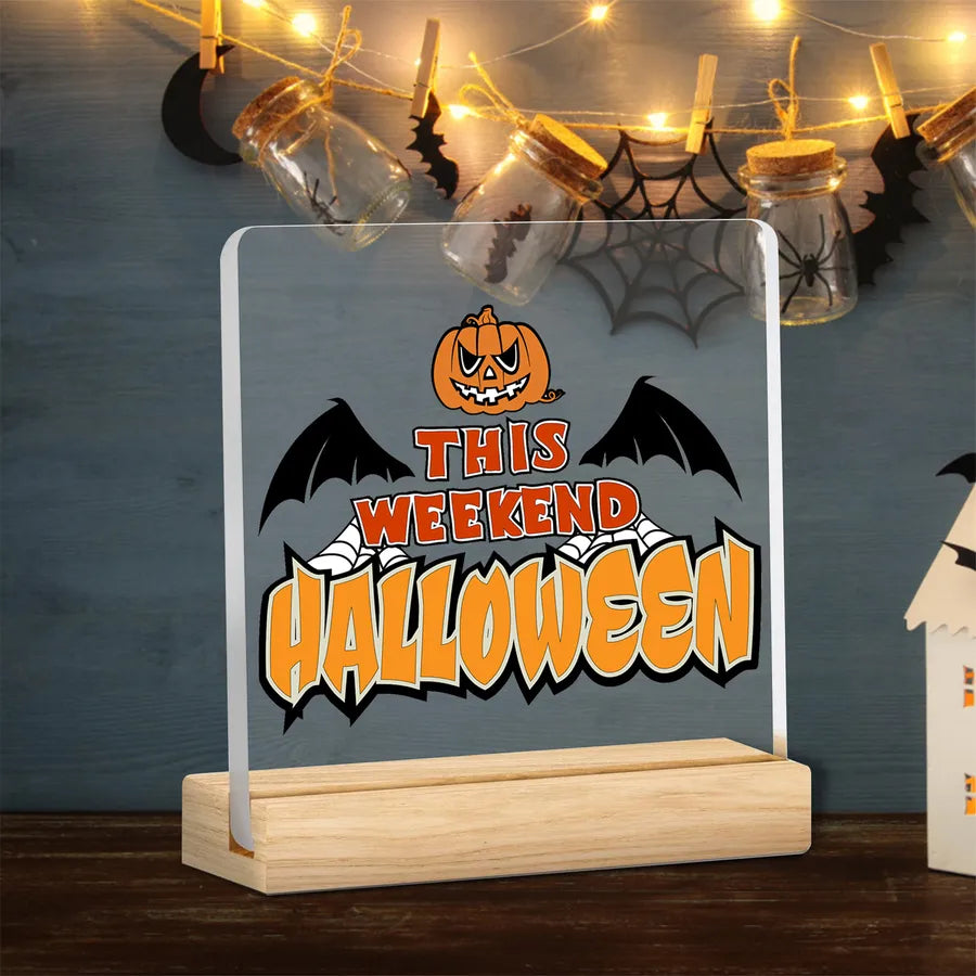 Acrylic Halloween Decorative Tabletop Wooden Ornaments Transparent Festive Home Decoration Ideal For Party Setup