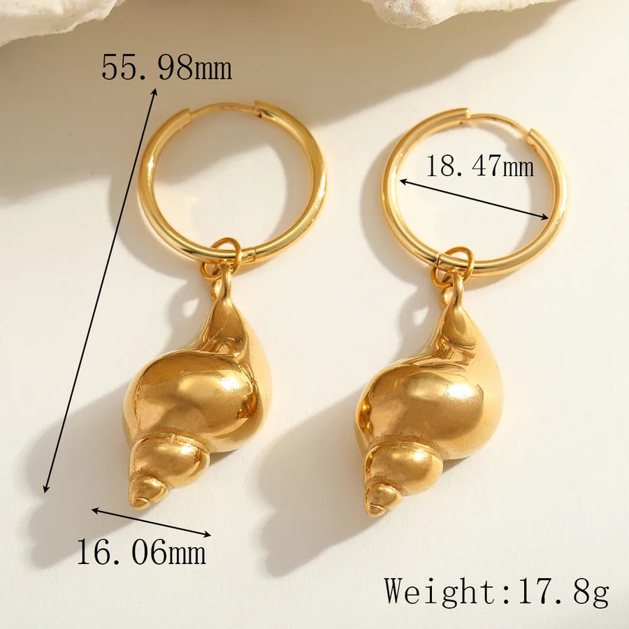 1 Piece Cute Romantic Marine Style Conch Plating 304 Stainless Steel 18K Gold Plated Earrings