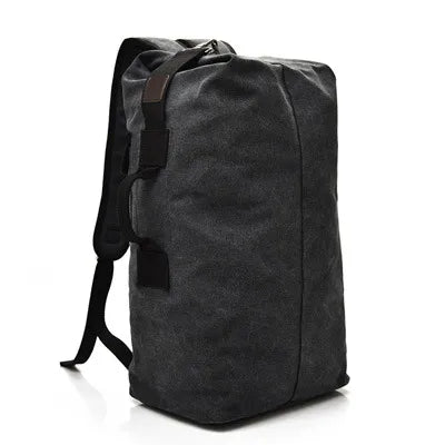 Unisex Solid Color Canvas Zipper Functional Backpack Hiking Backpack