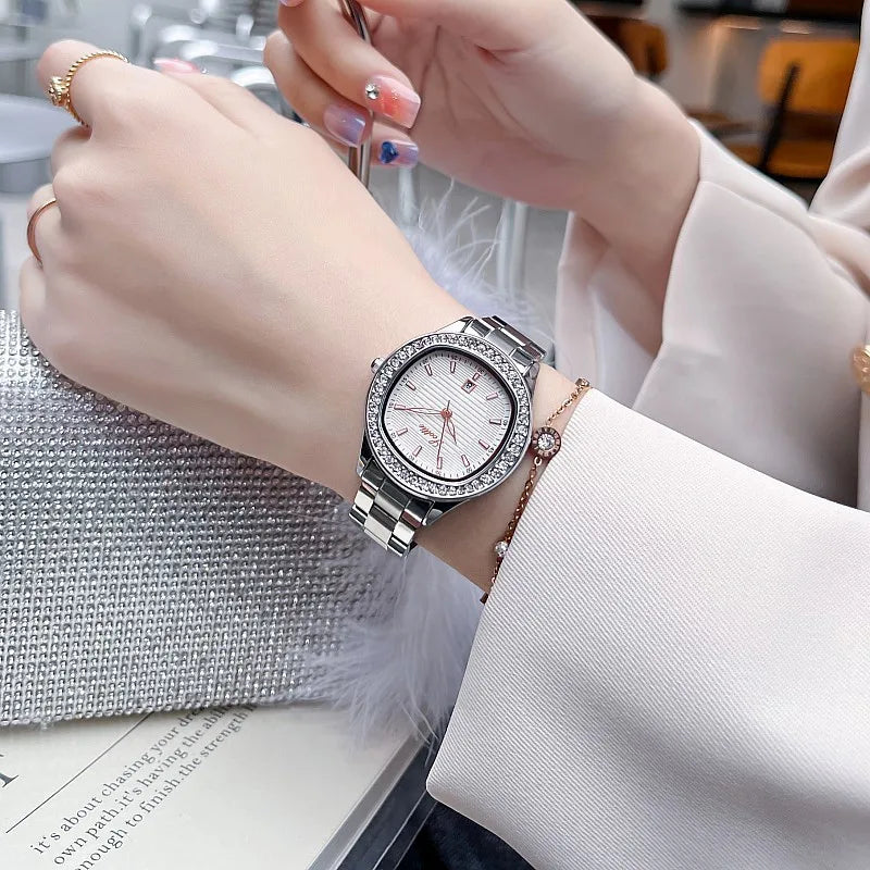 Casual Simple Style Commute Round Double Side Snaps Buckle Quartz Watch