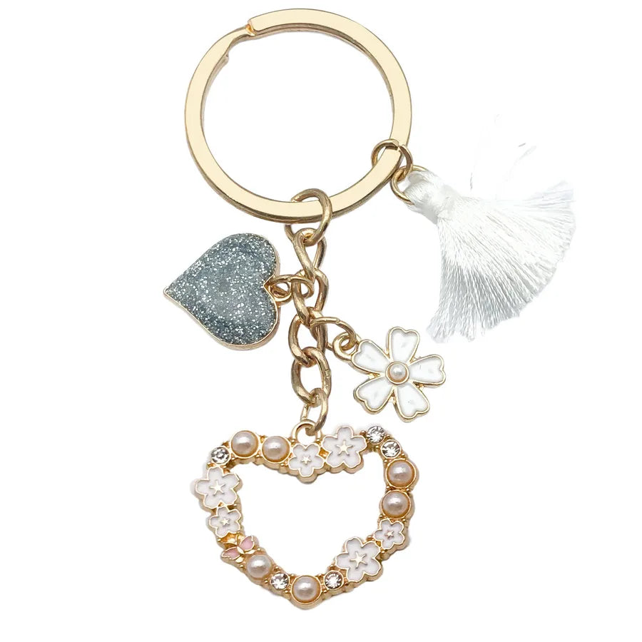 Cute Sweet Heart Shape Butterfly Alloy Enamel Bag Pendant Keychain