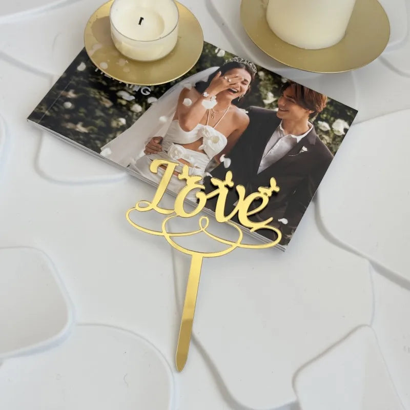 Valentine'S Day Elegant Lady Letter Heart Shape Arylic Holiday Banquet Daily Cake Decorating Supplies Party Supplies Cake Decorating Supplies 1 Piece
