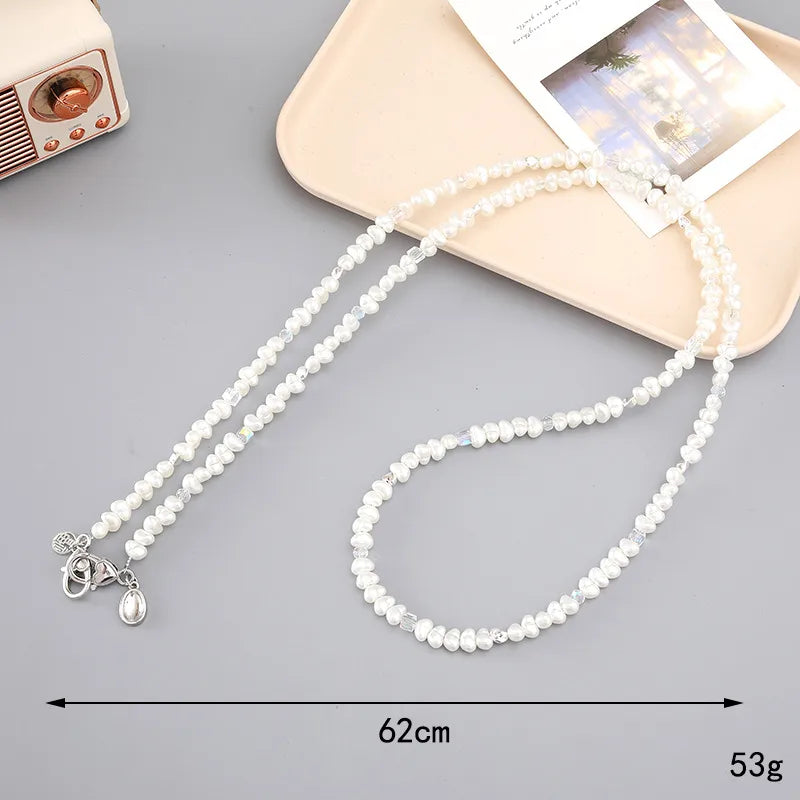 Basic Geometric Artificial Pearl Beaded Mobile Phone Chain