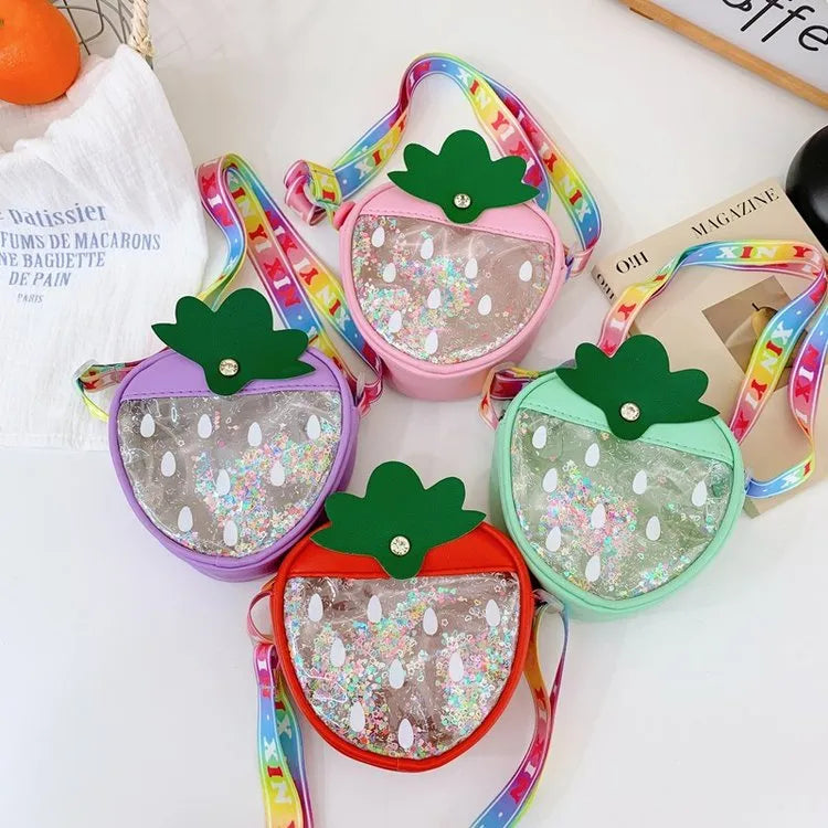 Girl'S Nylon Strawberry Cute Oval Zipper Shoulder Bag