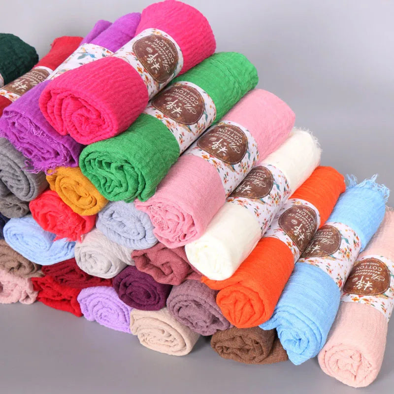 fashion solid color cotton pashmina scarves